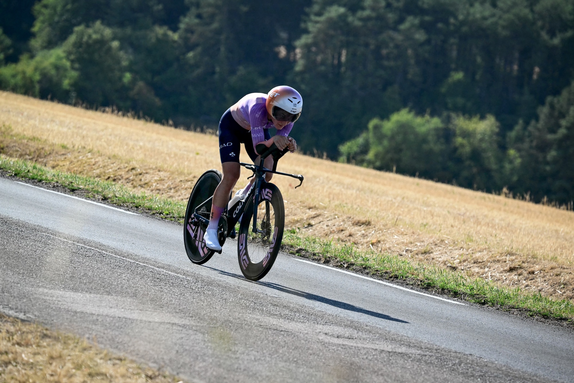 Elisa Longo Borghini races in the time trial on stage 4 at the Tour de France Femmes