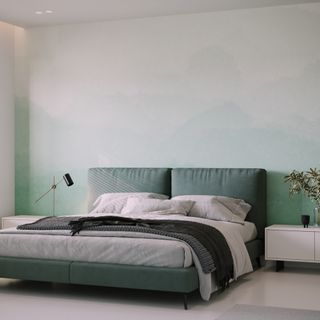 Ombre wall effect in bedroom