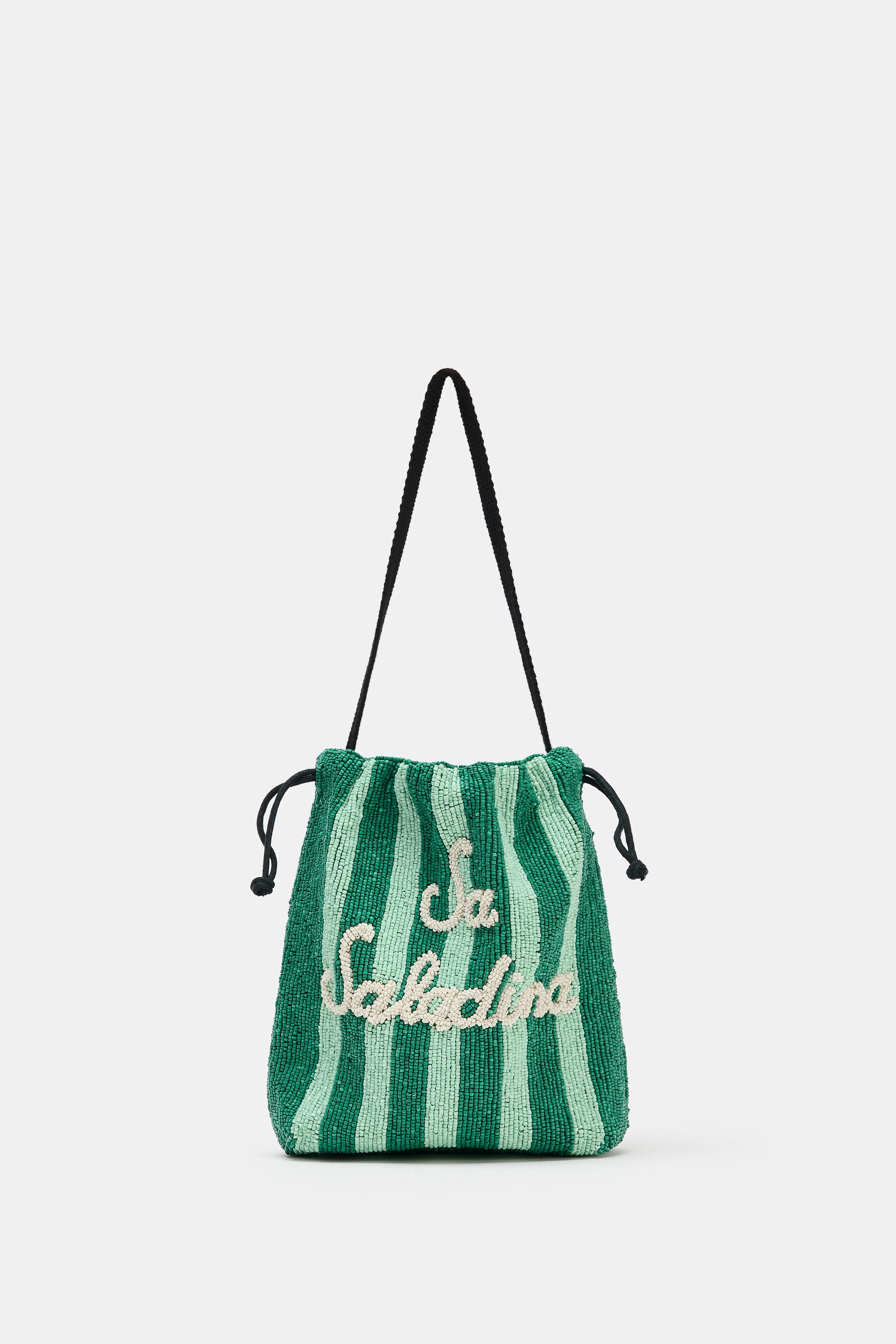 Beaded Bucket Bag - Green - One Size Only