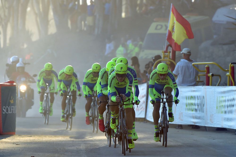 Tinkoff-Saxo during the opening team time trial
