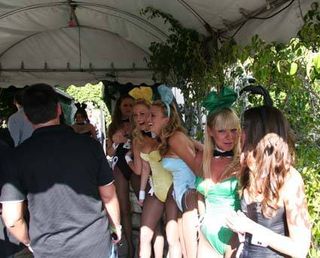 As soon as guests came off the shuttle busses, there were Playboy Bunnies there to greet them.