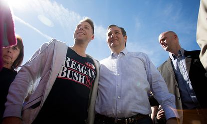 Ted Cruz with a supporter in Kansas.