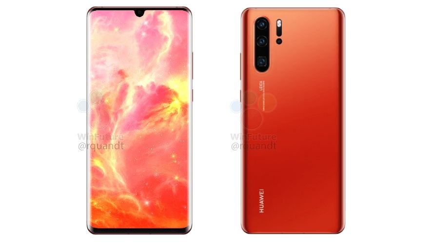 The Huawei P30 Pro in red. Image credit: WinFuture / @rquandt