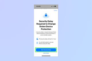 A screenshot showing how to enable and disable Stolen Device Protection on iPhone