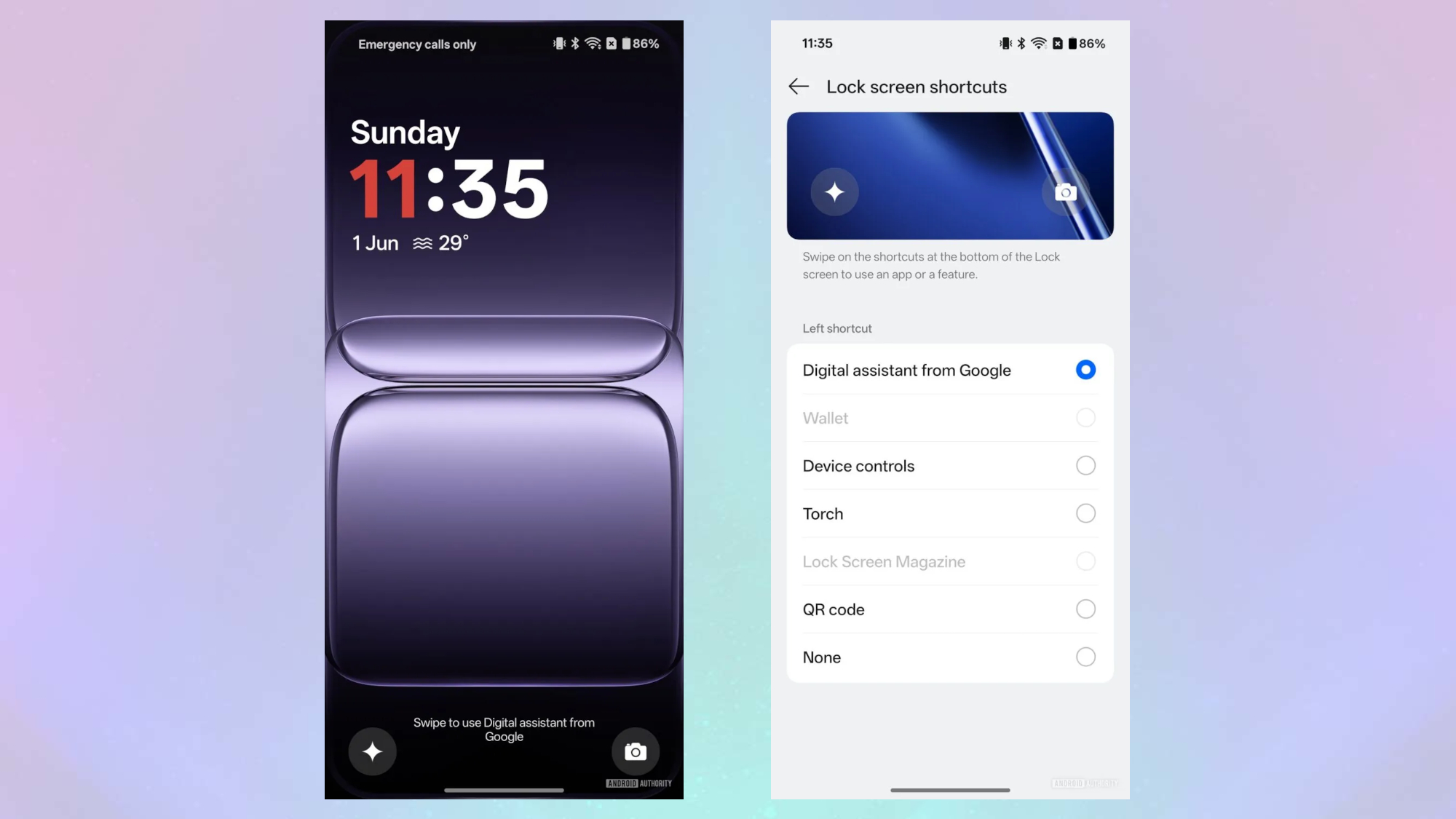 Google Gemini lockscreen shortcut