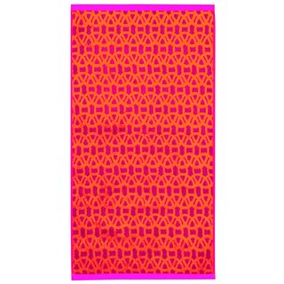 red and pink lace patterned bath towel