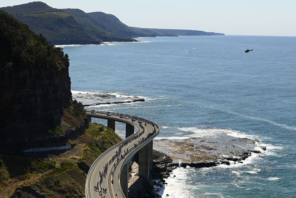 The men's elite race at the Wollongong 2022 UCI Road World Championships Sunday 25th September