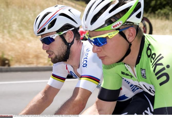 Mark Cavendish (Omega Pharma-Quick Step) keeps the pedals rolling over