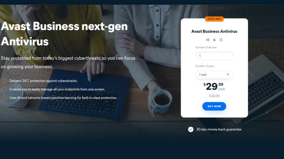 Website screenshot for Avast Business Antivirus Pro