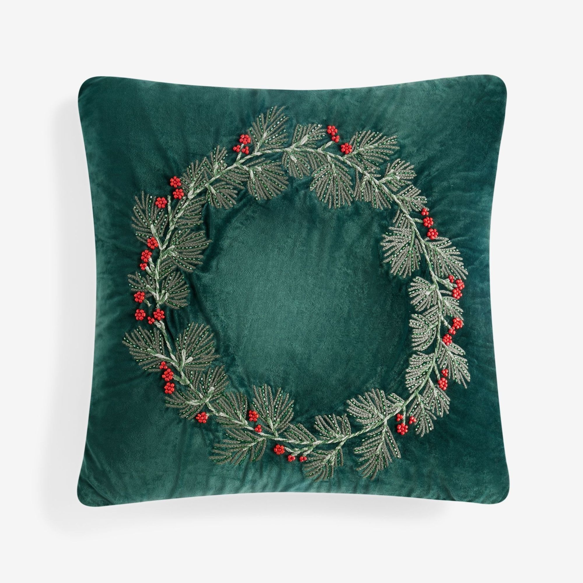 green wreath cushion