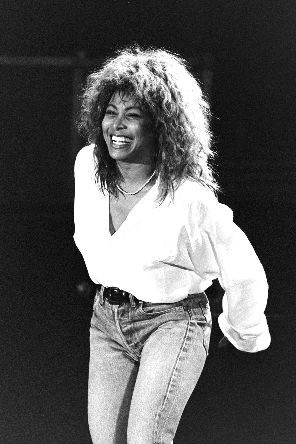 Tina Turner live on stage at Wembley 1990.