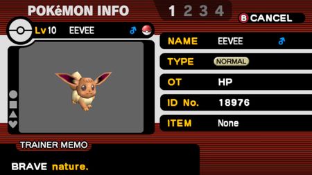 Eevee in Pok&eacute;mon XD: Gale of Darkness