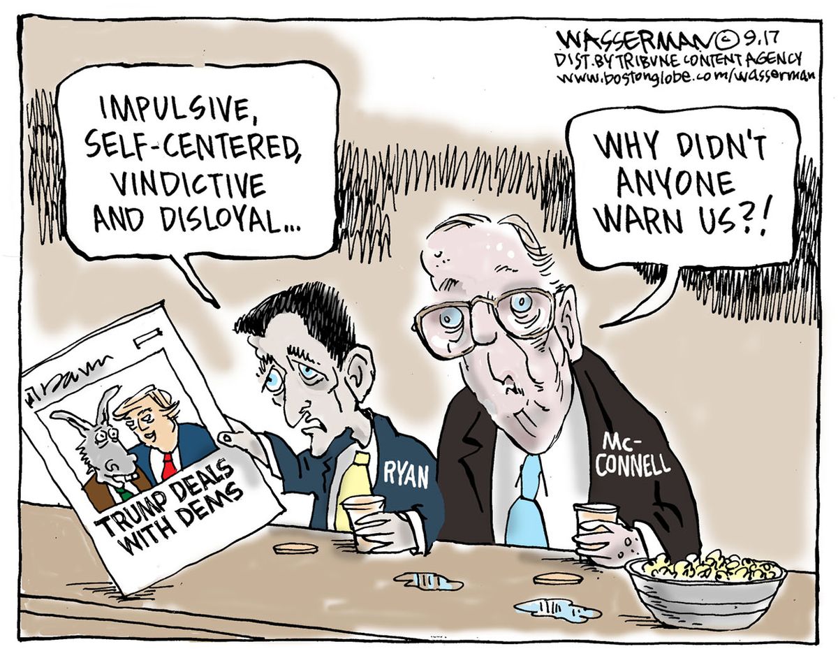 Political cartoon U.S. Trump Ryan McConnell Democrats debt deal | The Week