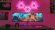 Nanoleaf Lines above monitor straight on view. 