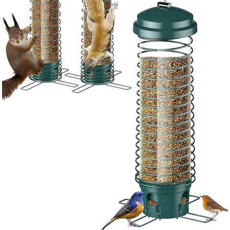 Bird Feeder for Outside, Squirrel Proof Bird Feeders for Outdoors Hanging, Metal Wild Bird Feeders for Bluebird, Cardinal, Finch, Sparrow, Blue Jay, 3ports, Chew-Proof, Weather-Resistant
