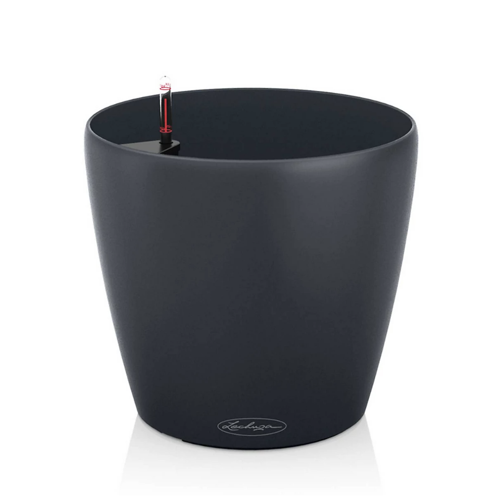 21cm Slate Grey Plastic Self-watering Planter with Water Level Indicator LECHUZA CLASSICO Color D21 H20 cm