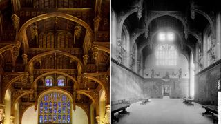 Two photos inside Hampton Court Palace