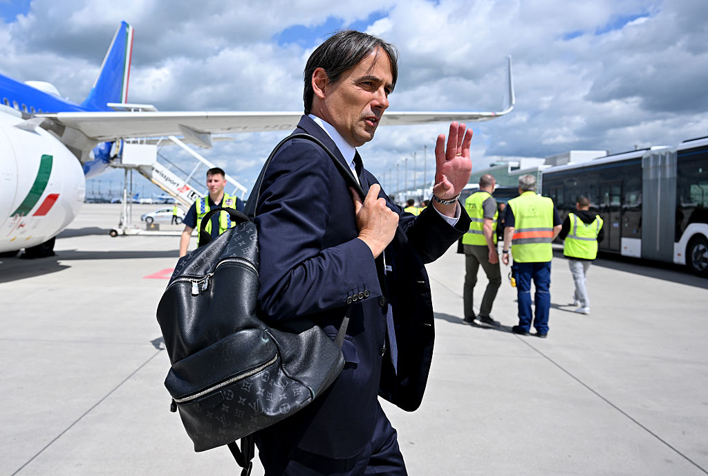 Simone Inzaghi, Head Coach of FC Internazionale, arrives in Munich ahead of the UEFA Champions League Final 2025 between Paris Saint-Germain and FC Internazionale Milano on May 30, 2025 in Munich, Germany.