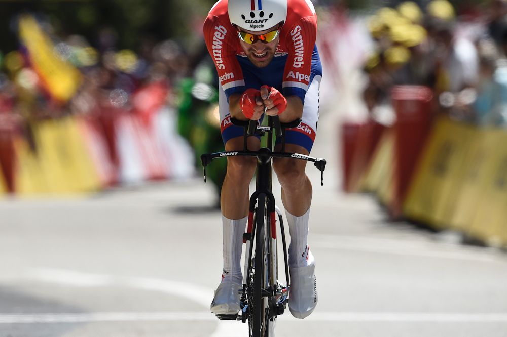 Tom Dumoulin en route to winning stage 13 at the Tour de France.
