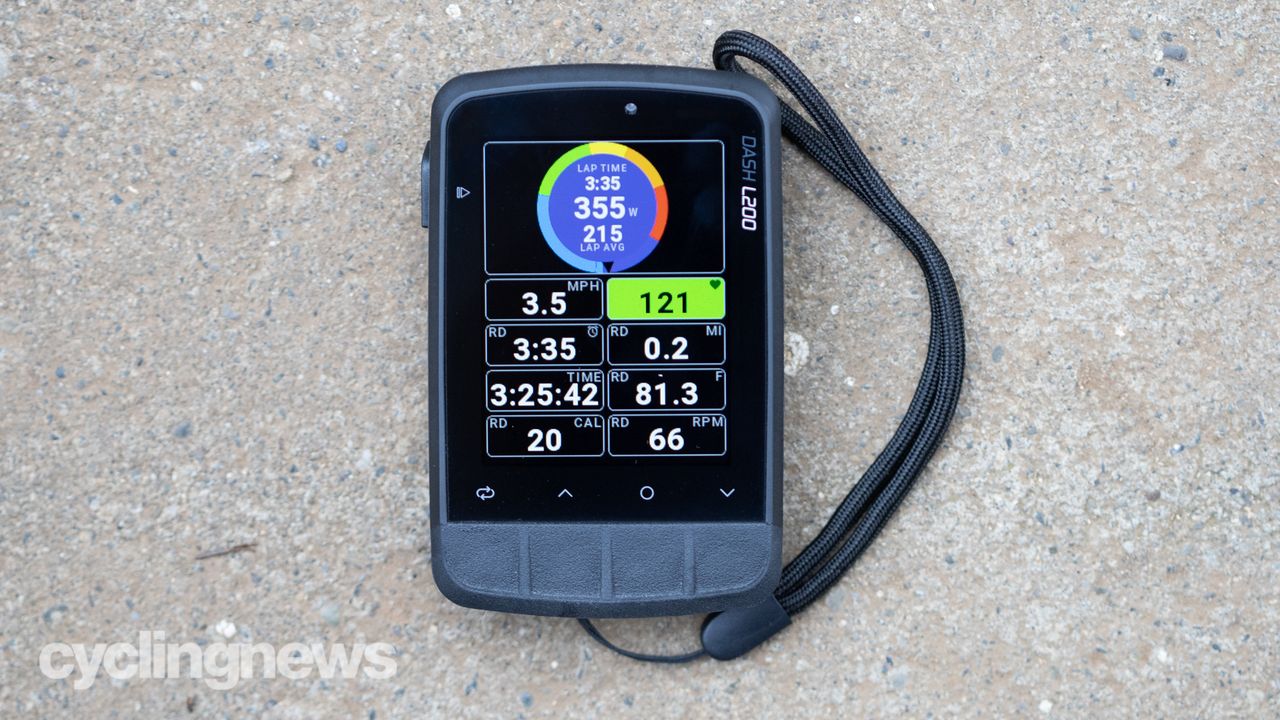 Stages Dash L200 showing power colour wheel and coloured heart rate field