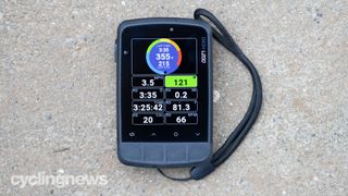 Stages Dash L200 showing power colour wheel and coloured heart rate field