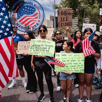 Peaceful ICE protesters in Los Angeles, California.