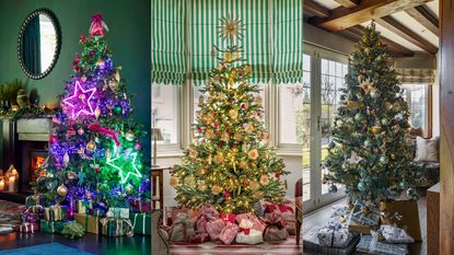 A composite of Christmas tree themes 2021