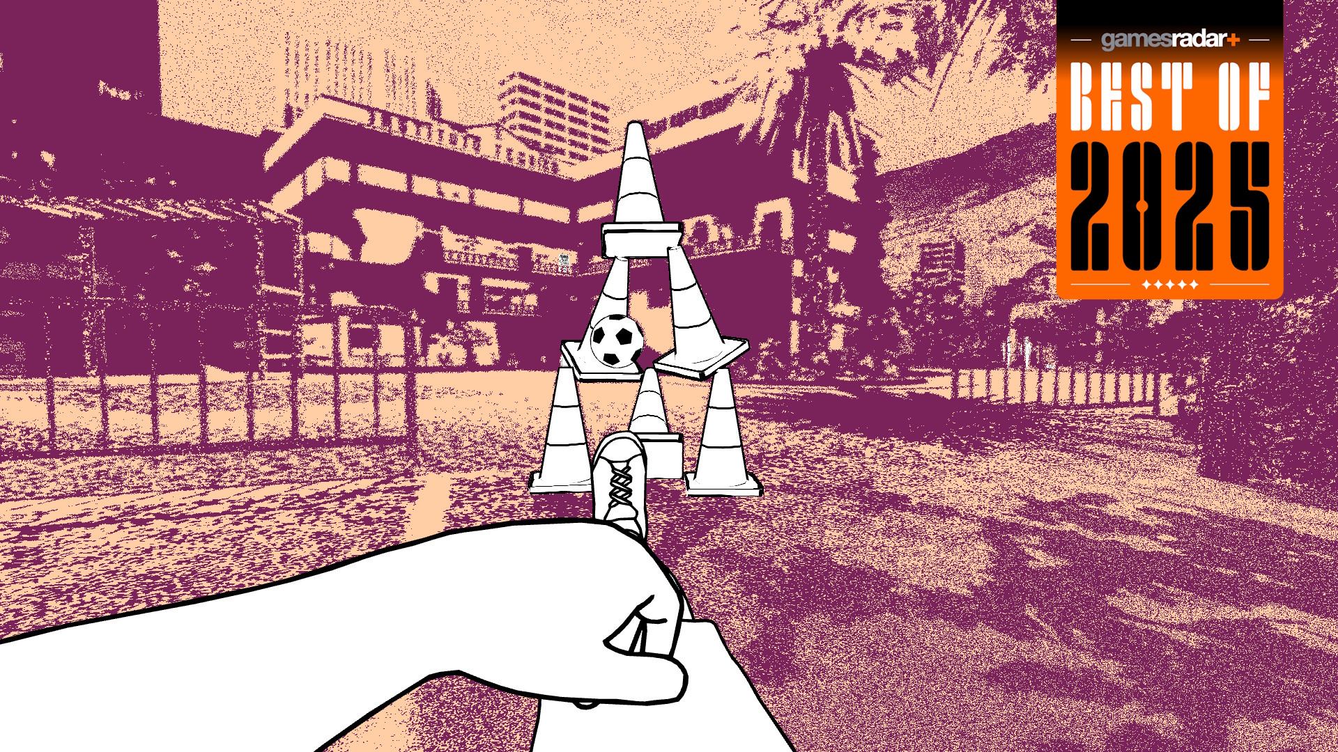 Despelote screenshot featuring a kid kicking a ball with GamesRadar+ Best of 2025 badge in upper right