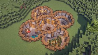Minecraft house ideas - An underground house with four circular silos connected together.