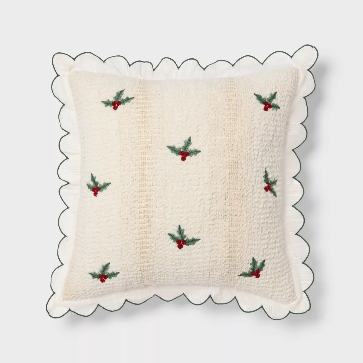 Holiday Embroidered Boucle Decorative Throw Pillow Off White - Thresholdu0026#8482;