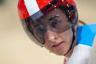 Picture by Alex Whitehead/SWpix.com - 11/08/2024 - Paris 2024 Olympic Games - Track Cycling - National Velodrome, Saint-Quentin-en-Yvelines, France - Womenâ€™s Omnium, Scratch Race 1/4 - Maggie Coles-Lyster (Canada)