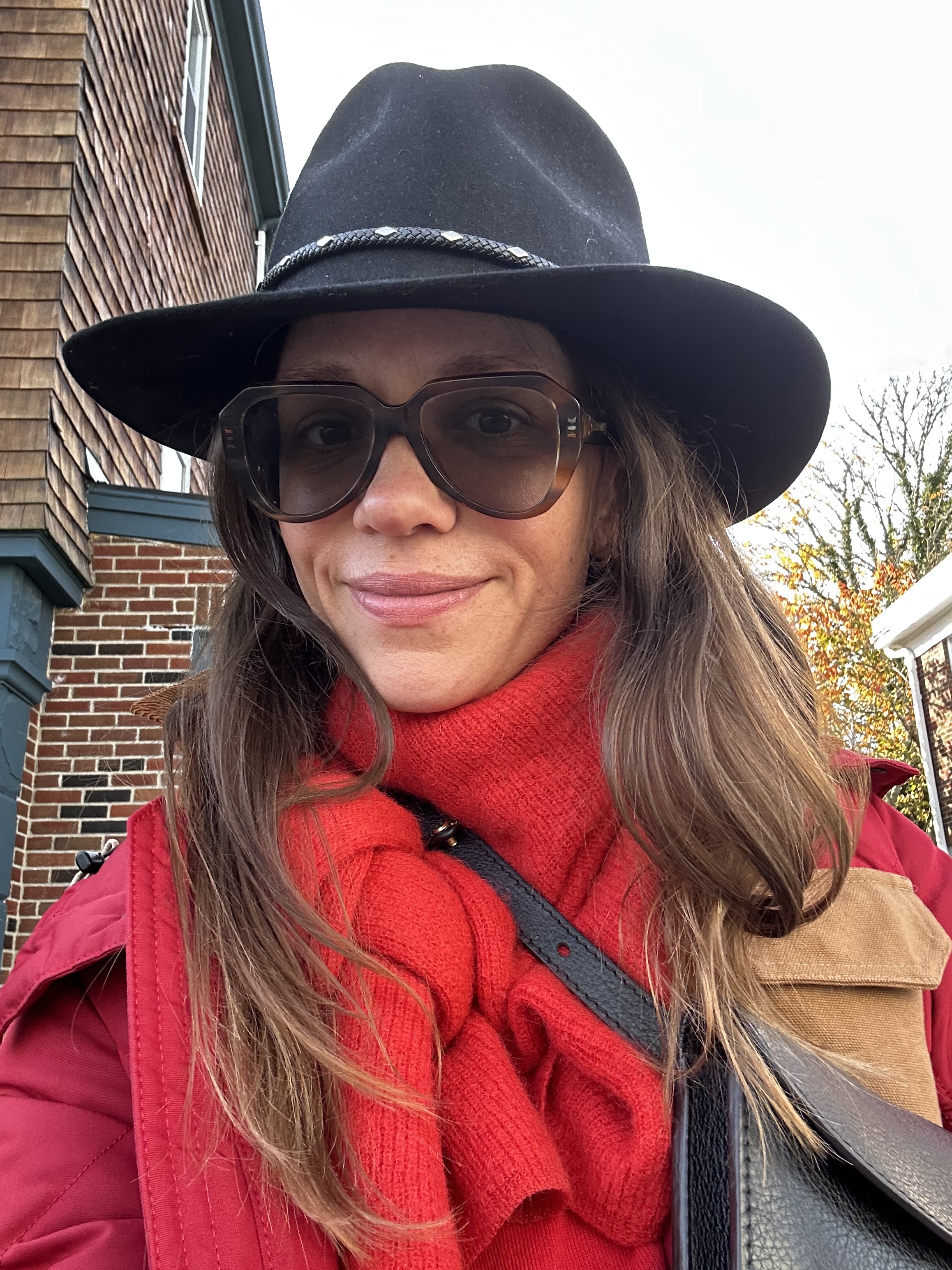 Julia Gall wearing winter hats