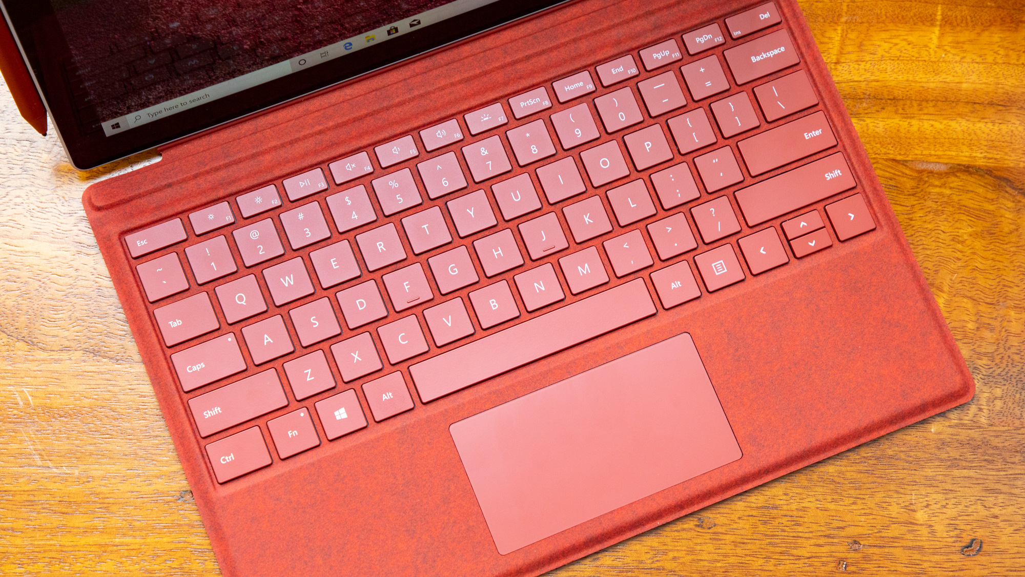 The Type Cover keyboard now has deeper-feeling travel as well as a bouncier feel as our fingers leave the keys.