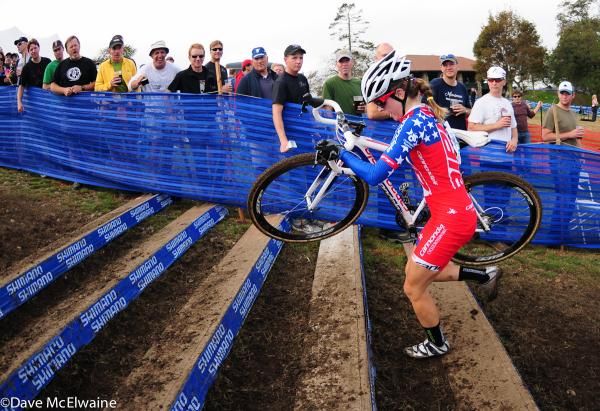 Kaitlin Antonneau (Cannondale-Cyclocrossworld.com) running the steps