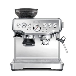 A silver Breville Barista Express espresso machine