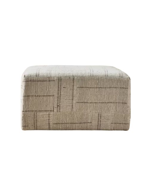 Jae Square Ottoman Boden Patchwork Bone Cotton