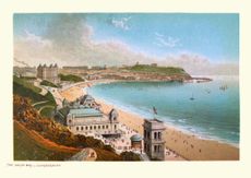 A vintage illustration of South Bay, Scarborough, the seaside town in North Yorkshire.