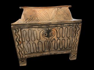 The Larnax, a 1400-1200 BC chest for human remains taken from Crete.