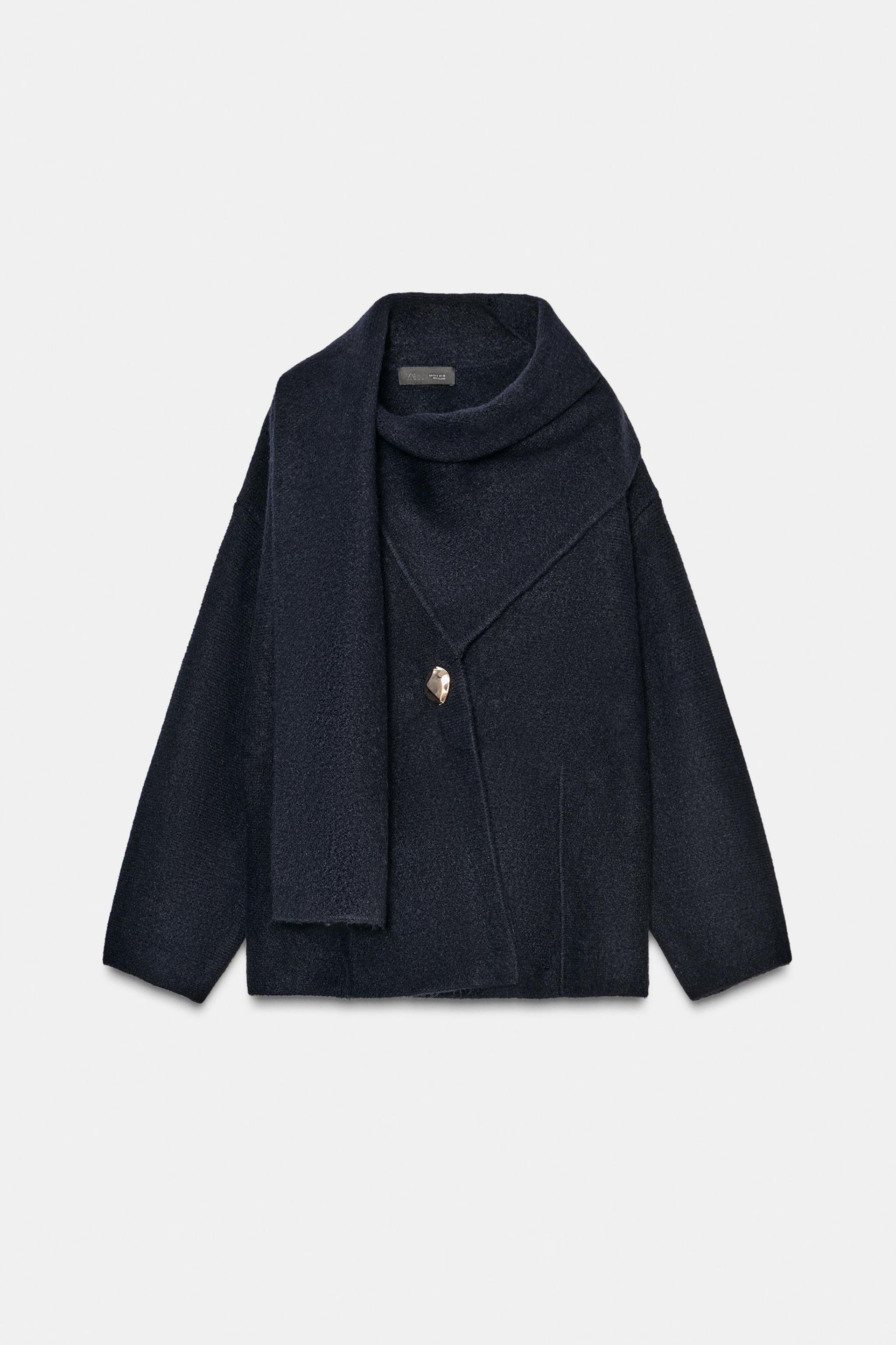 Short Knit Scarf Coat