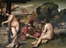 'Fête Champêtre' by Giorgione (1477/78 – 1510), 41in by 54in, The Louvre, Paris, France.