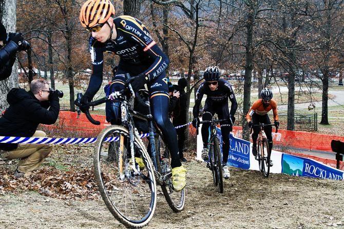 Kerry Werner (Optum Pro Cycling) leads up the hill