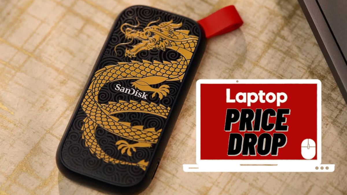 SanDisk Portable SSD dragon editon on a bamboo table