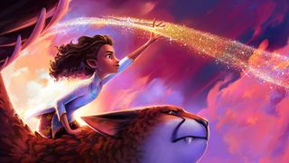 Spellbound movie still image in which a girl rides a mythical creature
