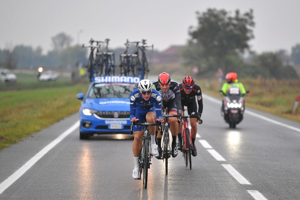 Mikkel Frolich Honore, Filippo Ganna, Joey Rosskopf and Matteo Sobrero in the Gran Piemonte breakaway