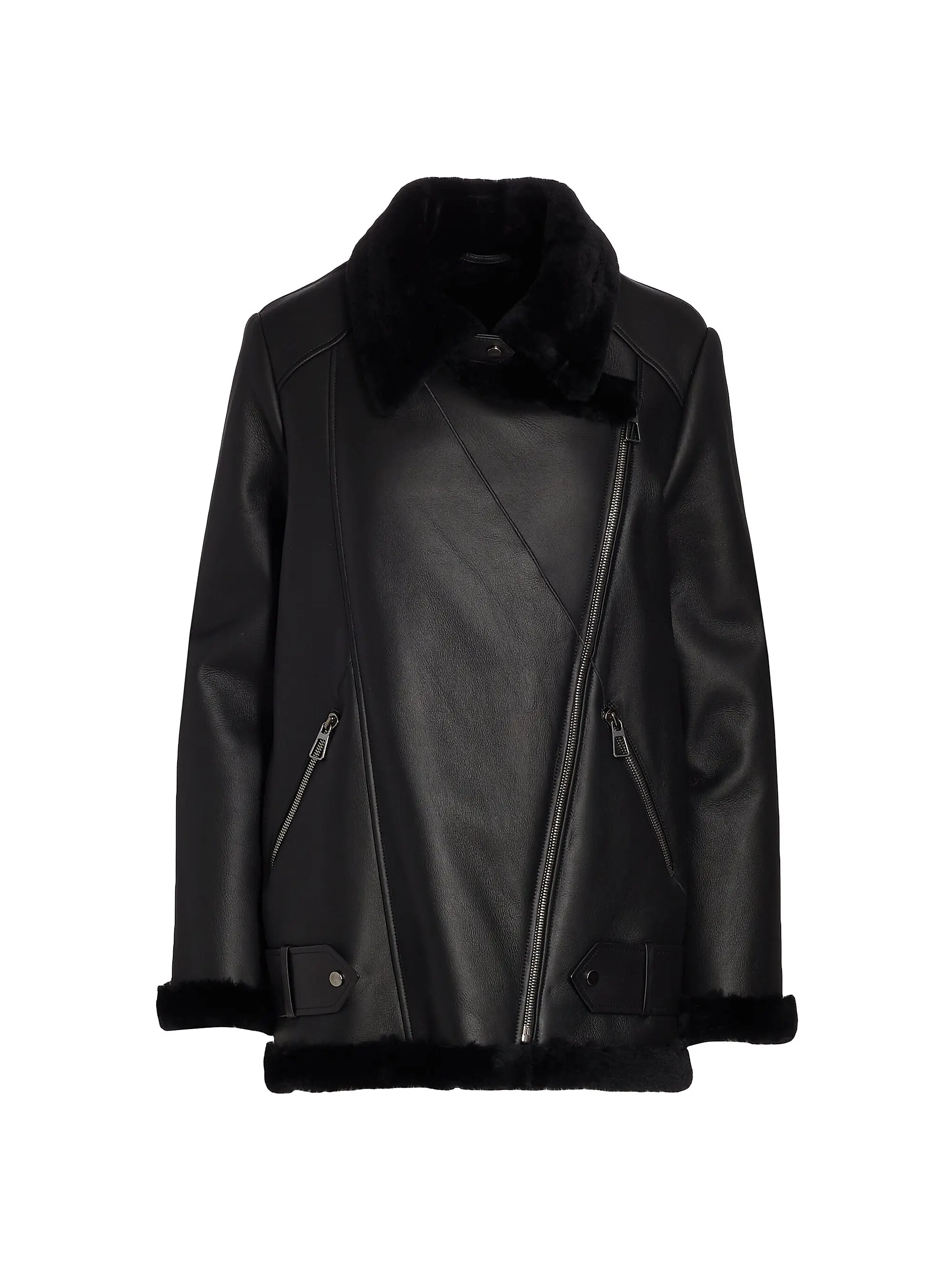 Shearling Lamb &amp;amp; Nappa Leather Moto Jacket