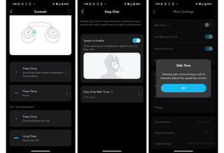 Anker Soundcore Space One Pro screenshots showing various control options.