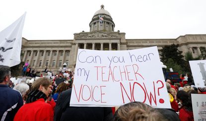 Teachers protesting in Kentucky on Monday.