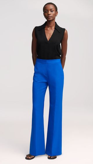 Wide Leg Trouser in Seasonless Wool in Royal Blue