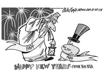Editorial cartoon New Year NSA
