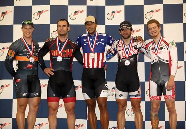 Men's Match Sprint Podium: Andy Lakatosh, Jimmy Watkins, Giddeon Massie, David Espinoza, Kevin Mansker.